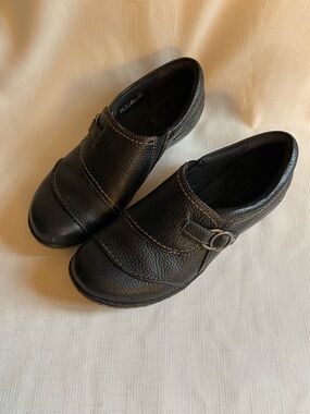 Clarks Black Leather Slip-On Comfort Shoes
